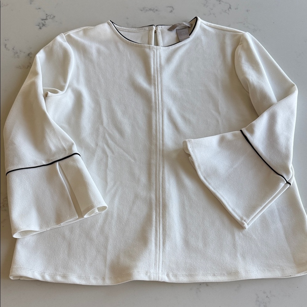H&M Chic Blouse with Black Piping